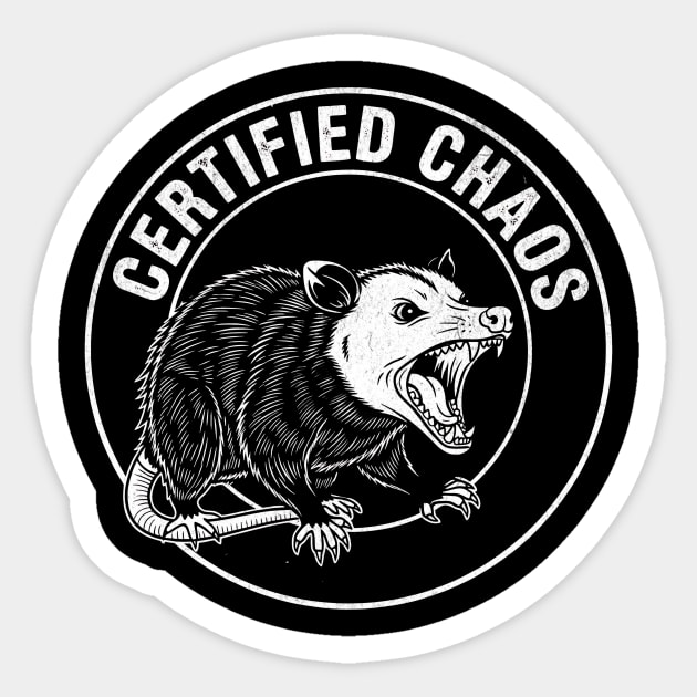 Certified Chaos Possum Emblem Sticker by Designed By Marty